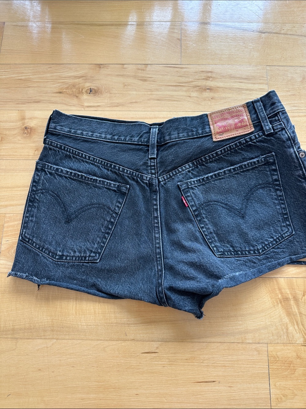 Levi's Black Washed High-Rise Denim Shorts